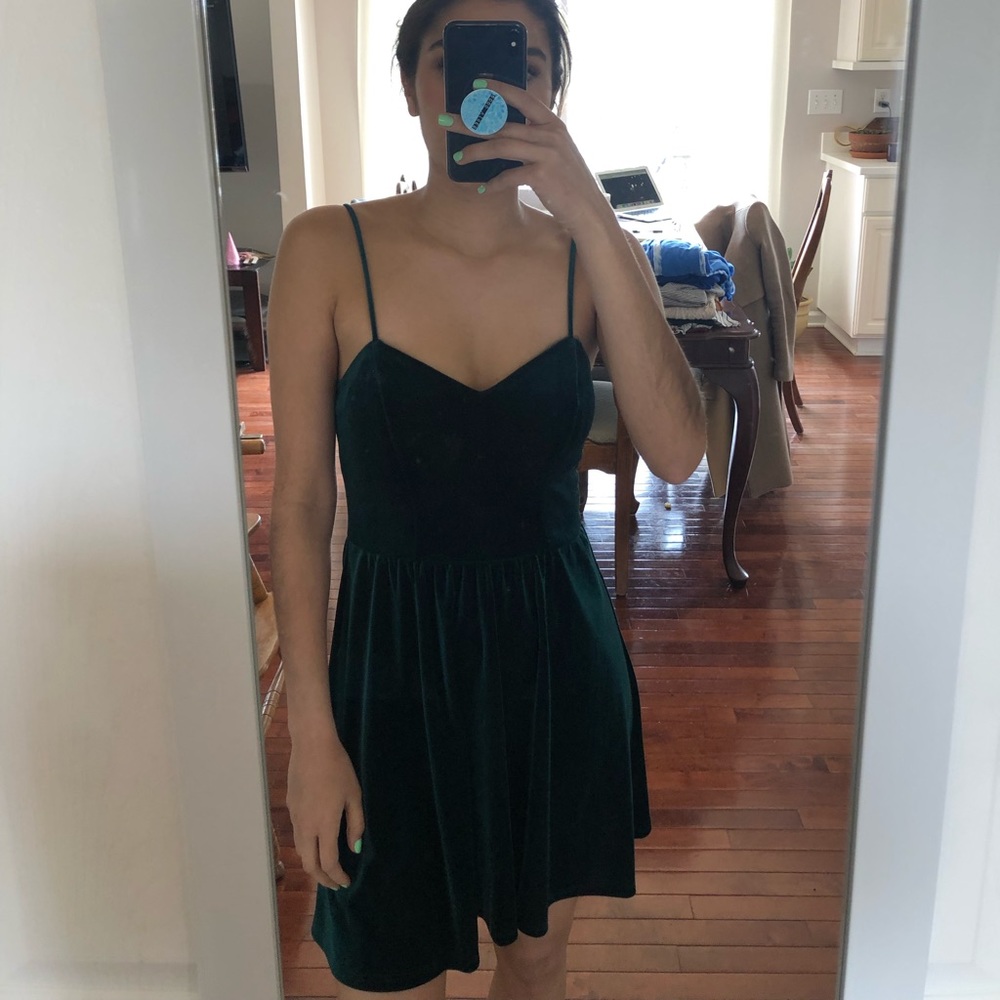 Green velvet dress